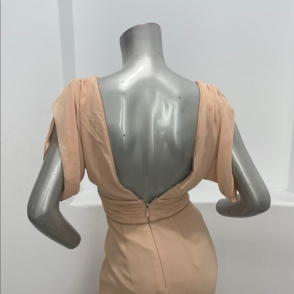 BARIANO Australia  Corine Drape Sleeve Plunged V-neck Peach Maxi Gown Size 2 - Picture 8 of 13